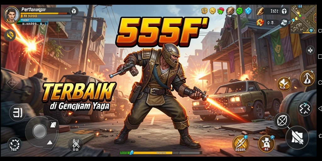 Tampilan aksi seru dalam gameplay Fighting 555F.