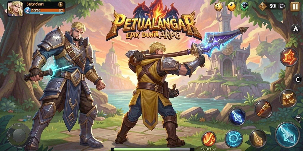 Screenshot 5RT menampilkan aksi mendebarkan dalam pertarungan ARPG.