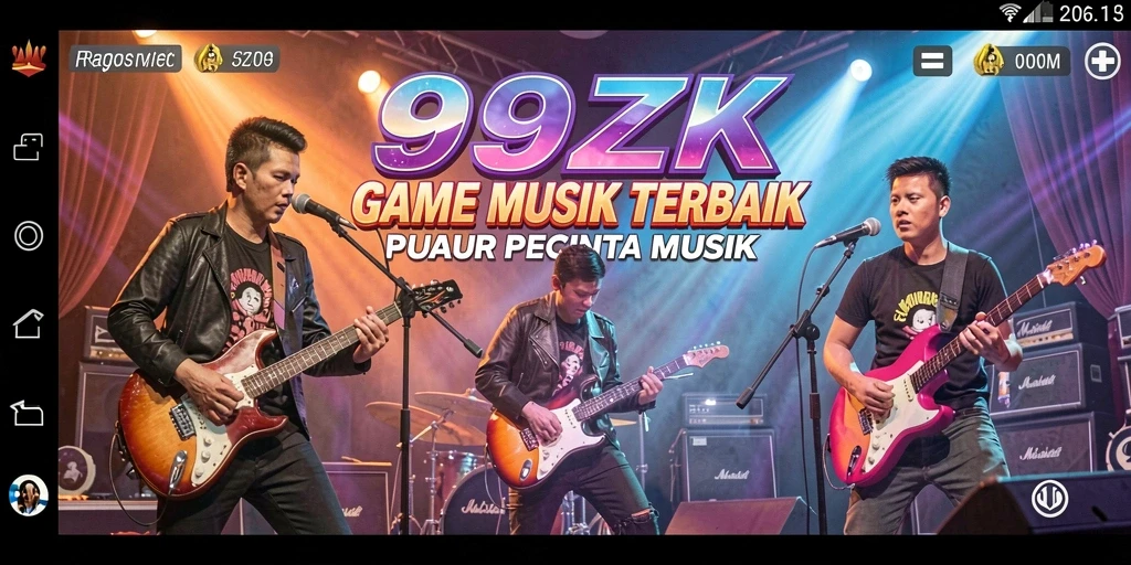 Screenshot utama 99ZK menampilkan gameplay music yang mendebarkan.