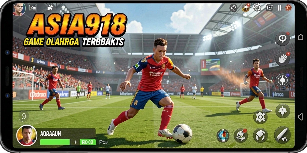 Tampilan permainan ASIA918 dengan grafik olahraga yang mendetail.