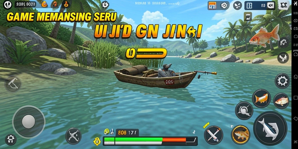 Screenshot tampilan gameplay memancing yang mengesankan dan seru.