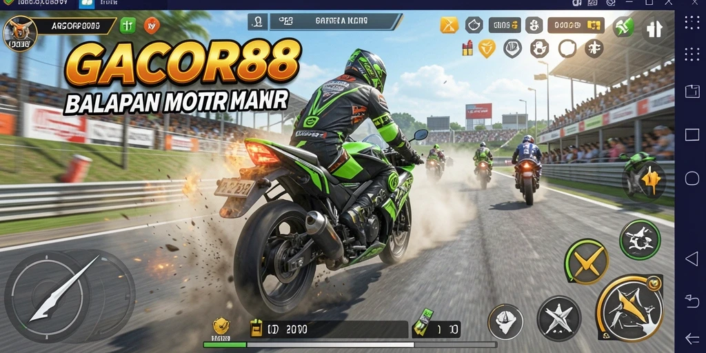 Gameplay GACOR88 yang seru di lintasan balap motor.