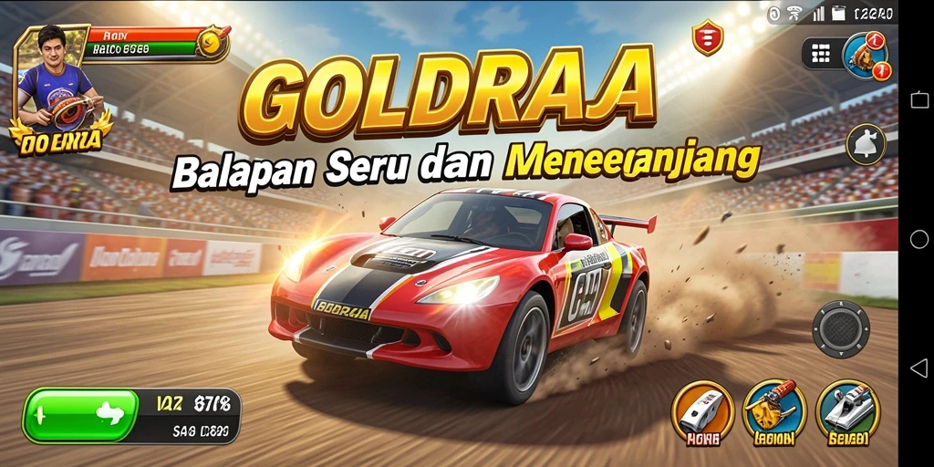 GOLDRAJA menampilkan gameplay balapan yang seru di lintasan yang mendebarkan.