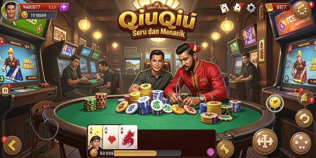 Screenshot utama NABOB77 menunjukkan gameplay QiuQiu yang seru.