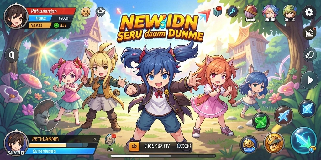 Tampilan gameplay <strong>NEWIDN</strong> yang memukau dalam dunia anime.