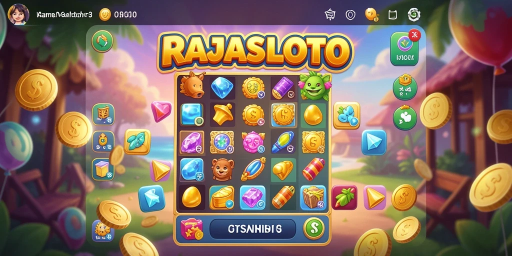 Tampilan gameplay seru di RAJASLOTO dengan tantangan Match-3.