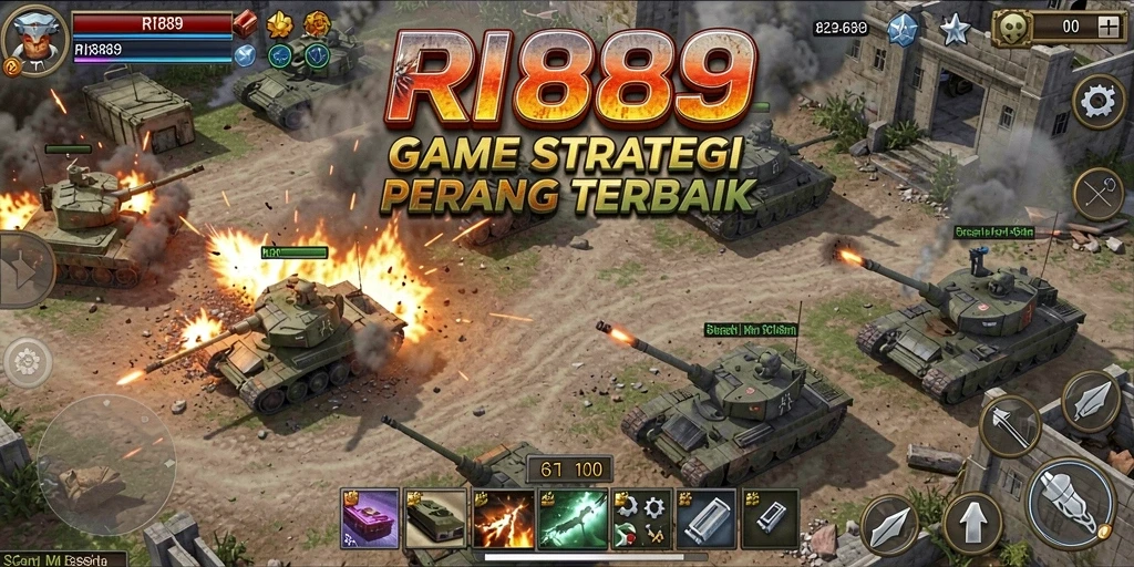 Tangkapan layar gameplay RI889 dengan pertempuran strategi yang intens.