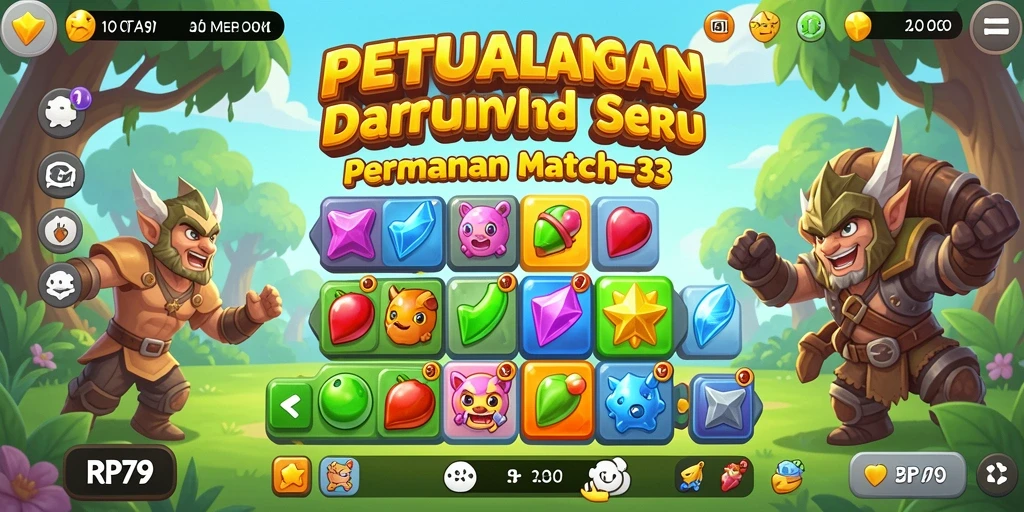 Gameplay RP79 dengan tantangan Match-3 yang seru.