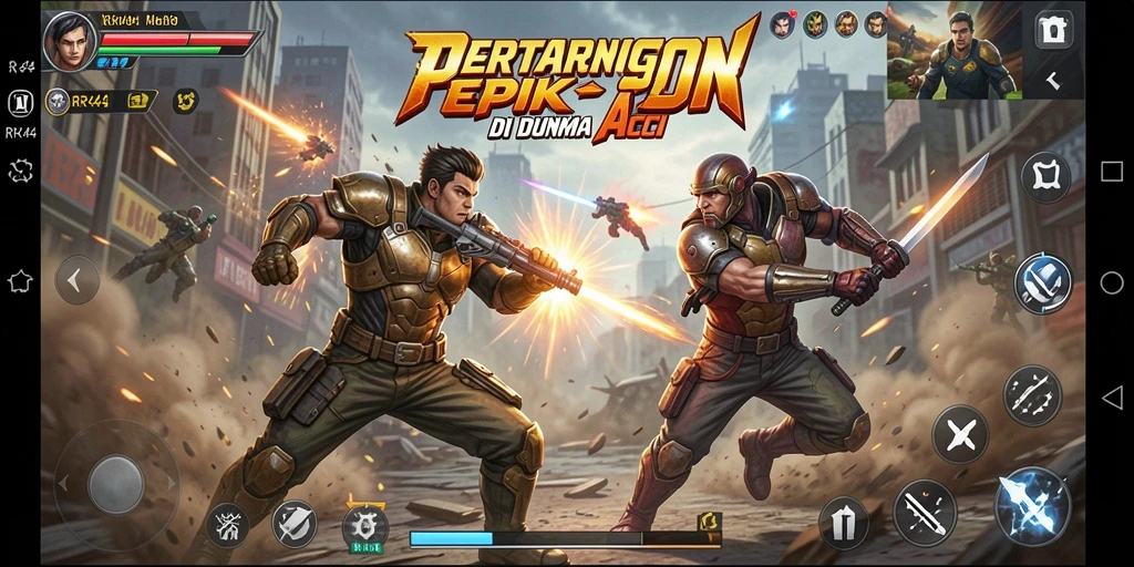 Tampilan aksi mendebarkan dari gameplay RR44 dengan pertarungan intens.