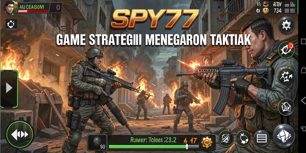 Screenshot gameplay SPY77 menampilkan pertempuran strategis yang mendebarkan.