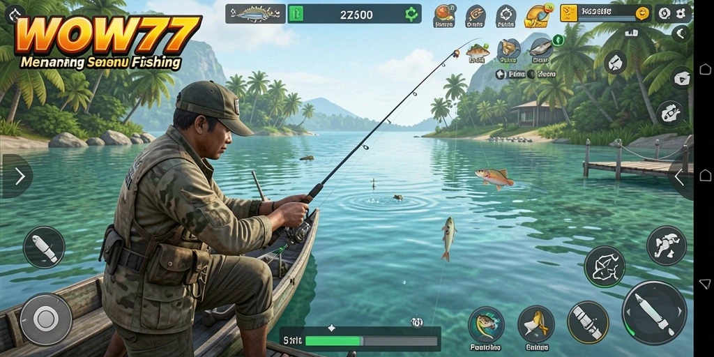 Tampilan gameplay WOW77 yang penuh aksi memancing.